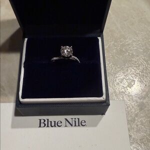 Blue Nile Silver Ring with Clear Stone